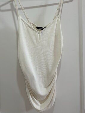 BCBGMAXAZRIA Ivory Draped Cami Tank Top